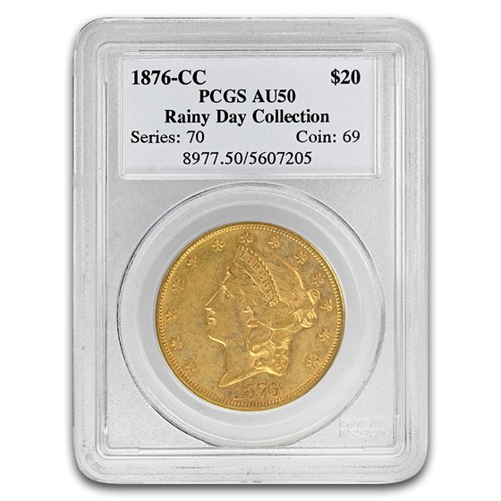 1876-CC $20 Liberty Gold Double Eagle AU-50 PCGS