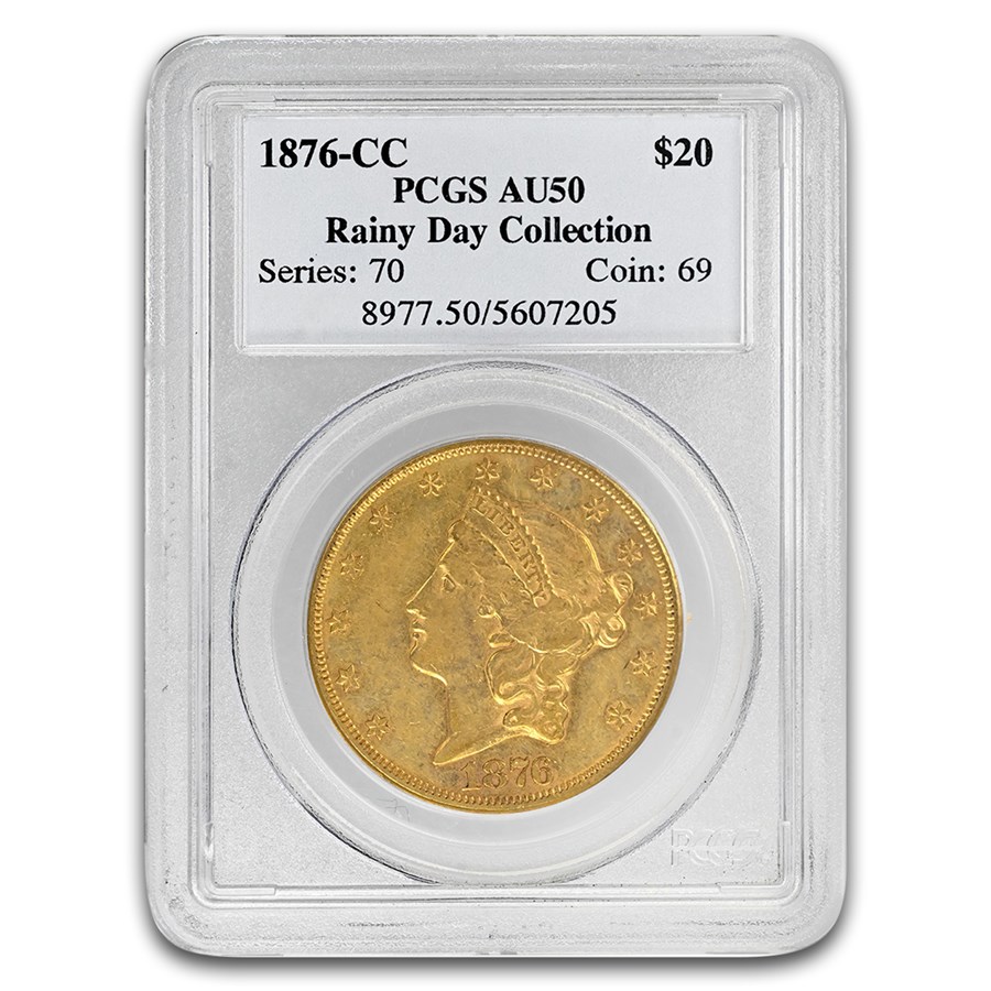 1876-CC $20 Liberty Gold Double Eagle AU-50 PCGS