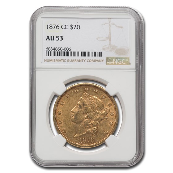 1876-CC $20 Liberty Gold Double Eagle AU-53 NGC