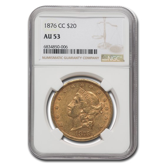 1876-CC $20 Liberty Gold Double Eagle AU-53 NGC 1876-CC $20 Liberty Gold Double Eagle AU-53 NGC