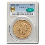 1876-CC $20 Liberty Gold Double Eagle AU-53 PCGS CAC