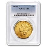 1876-CC $20 Liberty Gold Double Eagle AU-53 PCGS