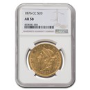 1876-CC $20 Liberty Gold Double Eagle AU-58 NGC