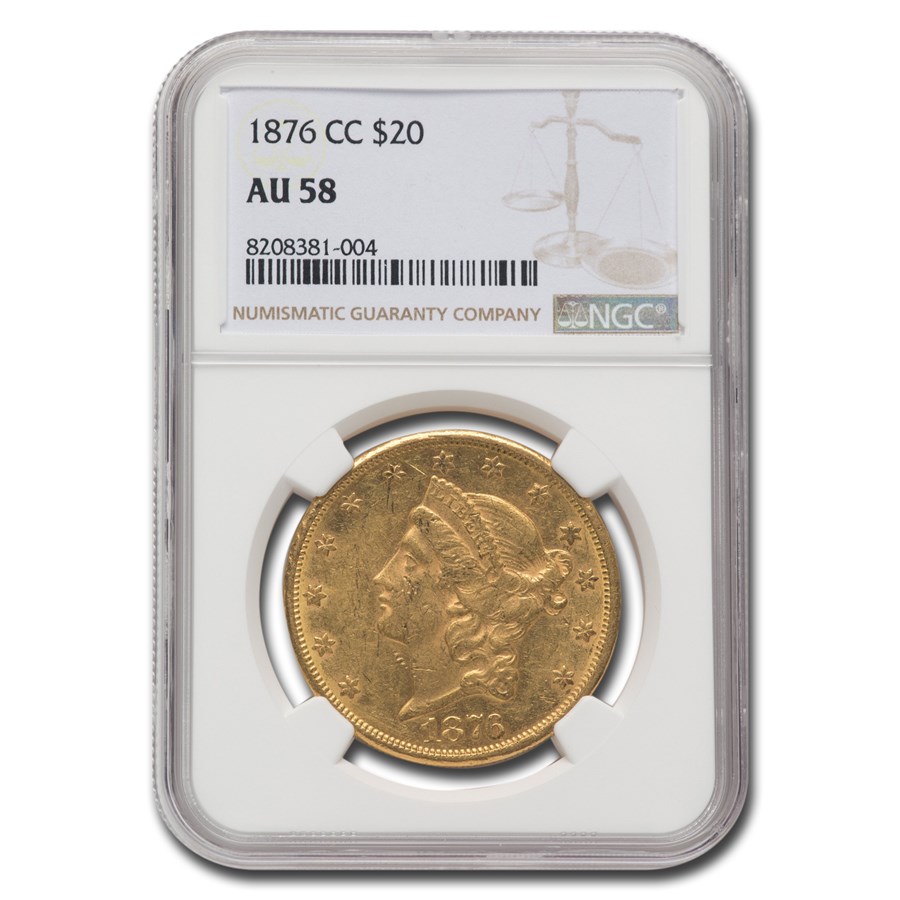 1876-CC $20 Liberty Gold Double Eagle AU-58 NGC