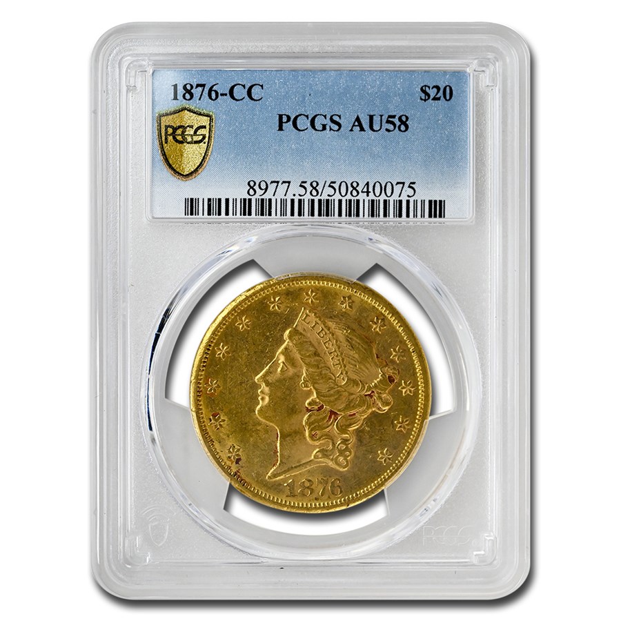 1876-CC $20 Liberty Gold Double Eagle AU-58 PCGS