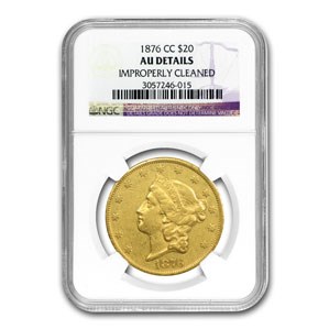1876-CC $20 Liberty Gold Double Eagle AU Details NGC (Cleaned) 1876-CC $20 Liberty Gold Double Eagle AU Details NGC (Cleaned)