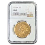 1876-CC $20 Liberty Gold Double Eagle MS-60 NGC