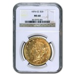 1876-CC $20 Liberty Gold Double Eagle MS-60 NGC