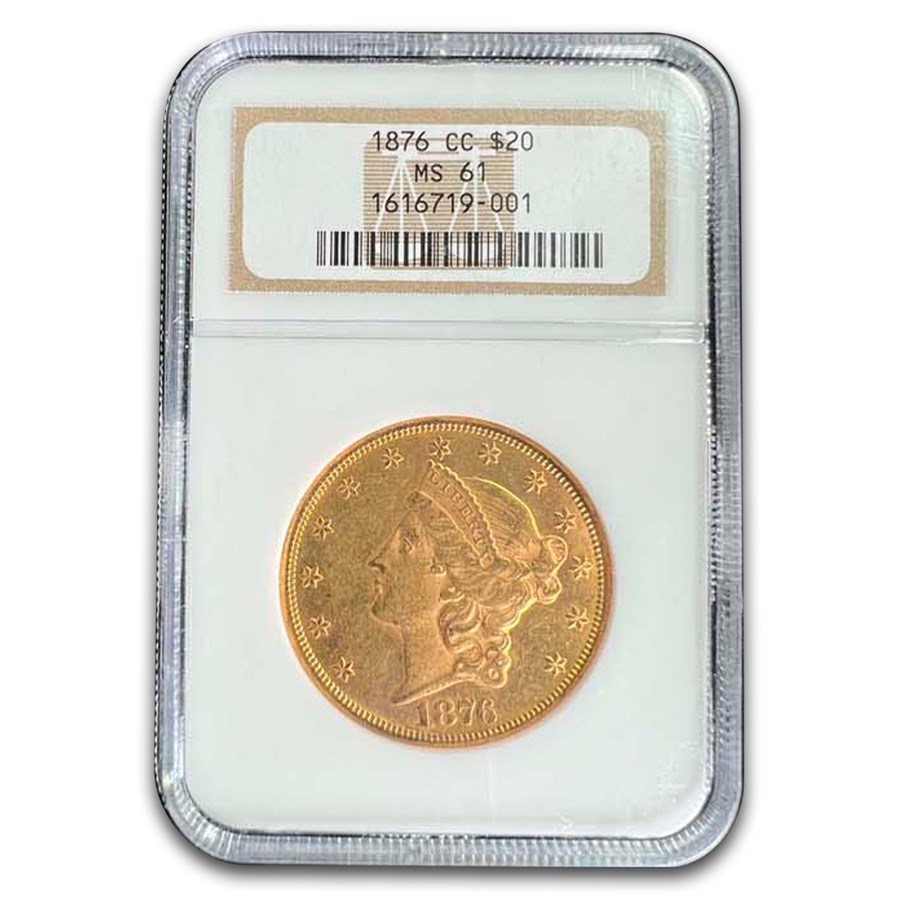1876-CC $20 Liberty Gold Double Eagle MS-61 NGC