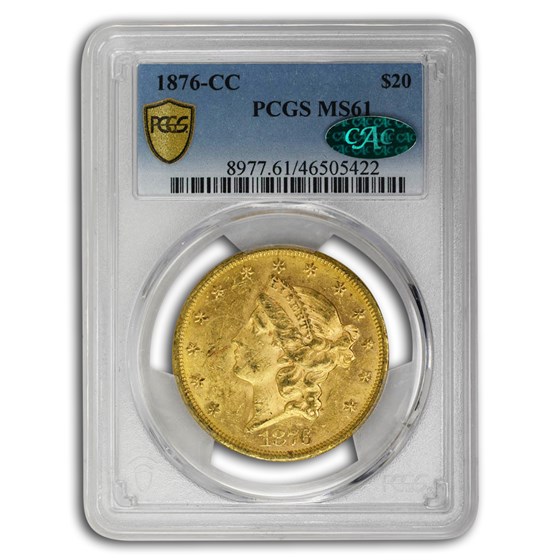 1876-CC $20 Liberty Gold Double Eagle MS-61 PCGS CAC 1876-CC $20 Liberty Gold Double Eagle MS-61 PCGS CAC