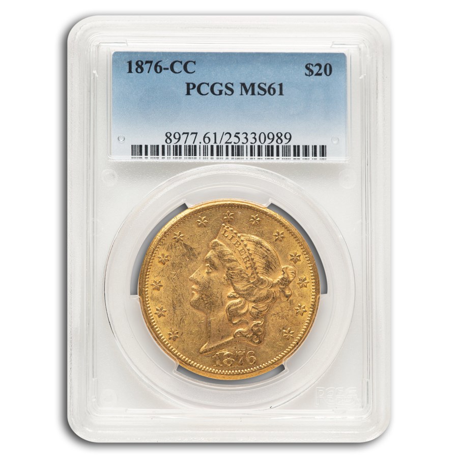 1876-CC $20 Liberty Gold Double Eagle MS-61 PCGS