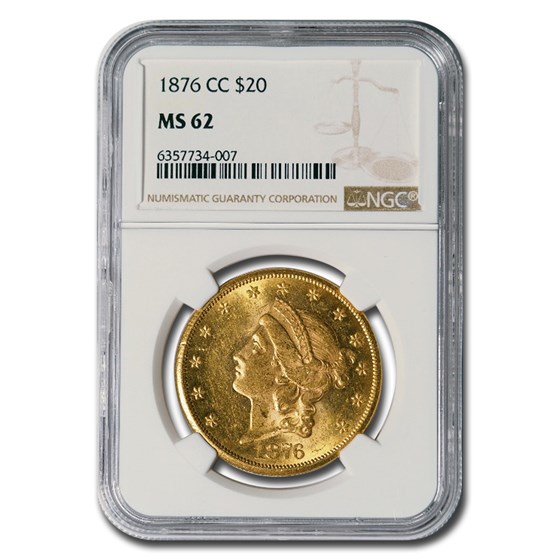 1876-CC $20 Liberty Gold Double Eagle MS-62 NGC 1876-CC $20 Liberty Gold Double Eagle MS-62 NGC