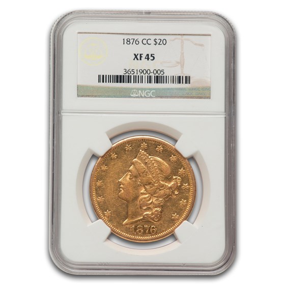 1876-CC $20 Liberty Gold Double Eagle XF-45 NGC