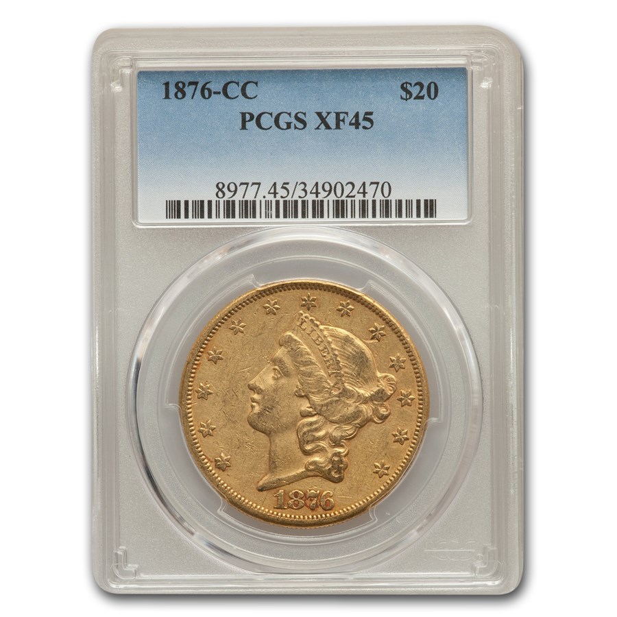1876-CC $20 Liberty Gold Double Eagle XF-45 PCGS