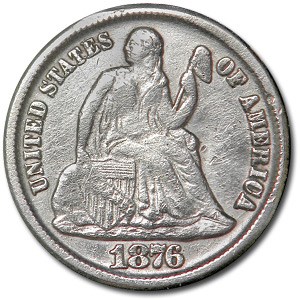 1876-CC Liberty Seated Dime VF Details (Cleaned) 1876-CC Liberty Seated Dime VF Details (Cleaned)