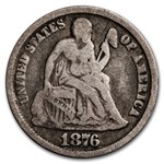 1876-CC Liberty Seated Dime VG