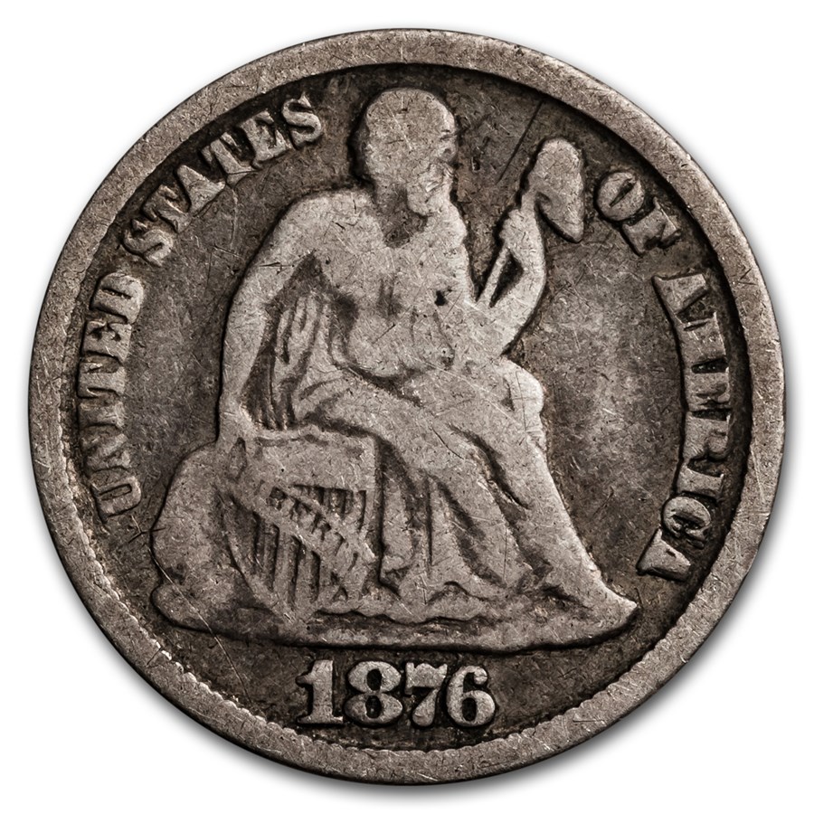 1876-CC Liberty Seated Dime VG