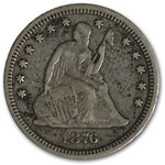 1876-CC Liberty Seated Quarter VF