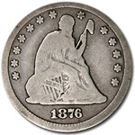 1876-CC Liberty Seated Quarter VG