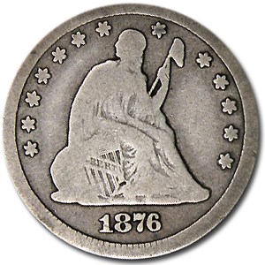 1876-CC Liberty Seated Quarter VG