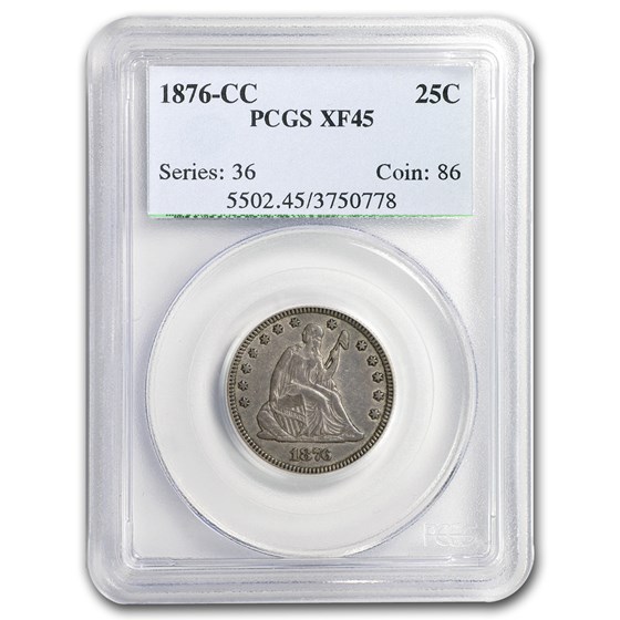 1876-CC Liberty Seated Quarter XF-45 PCGS