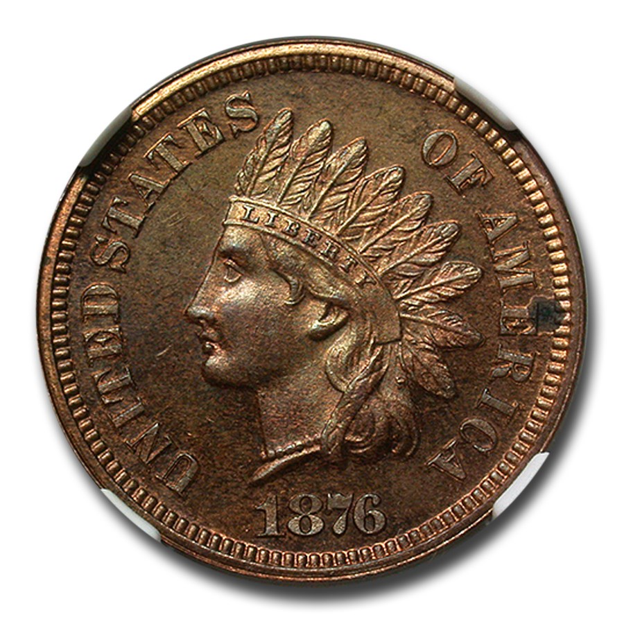 1876 Indian Head Cent PF-63 NGC (Brown)