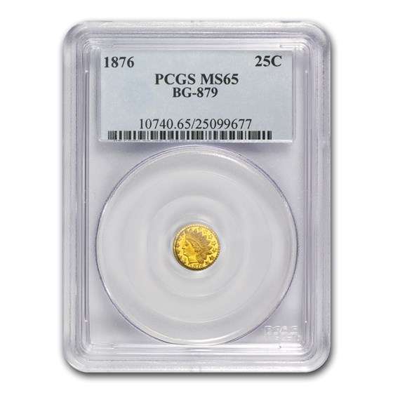 1876 Indian Round 25 cent Gold MS-65 PCGS (BG-879) 1876 Indian Round 25 cent Gold MS-65 PCGS (BG-879)
