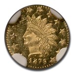 1876 Indian Round 50 Cent Gold MS-64 NGC (DPL, BG-1065)