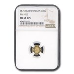 1876 Indian Round 50 Cent Gold MS-64 NGC (DPL, BG-1065)