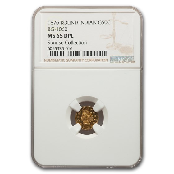 1876 Indian Round 50 Cent Gold MS-65 NGC (DPL, BG-1060) 1876 Indian Round 50 Cent Gold MS-65 NGC (DPL, BG-1060)