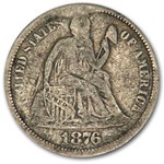 1876 Liberty Seated Dime VG