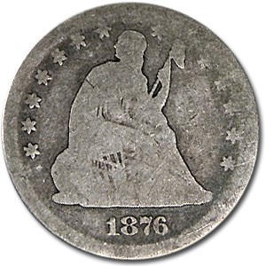 1876 Liberty Seated Quarter AG
