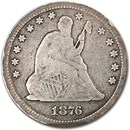 1876 Liberty Seated Quarter VG
