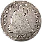 1876 Liberty Seated Quarter VG