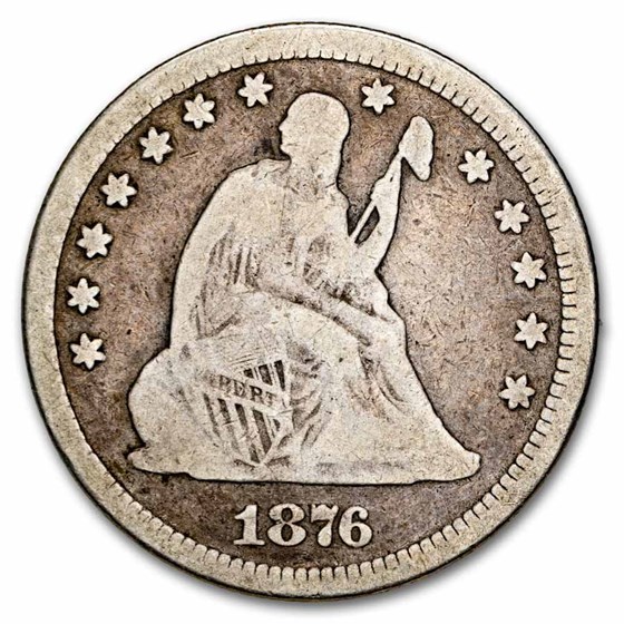 1876 Liberty Seated Quarter VG