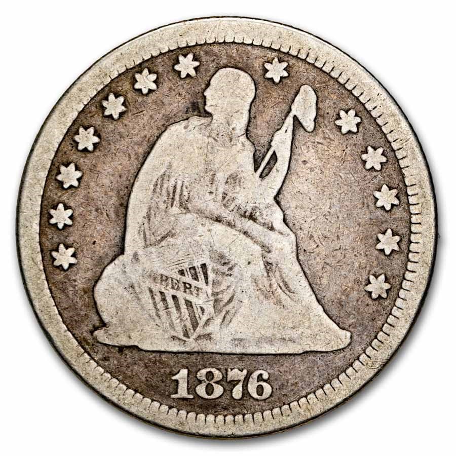 1876 Liberty Seated Quarter VG