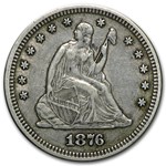 1876 Liberty Seated Quarter XF