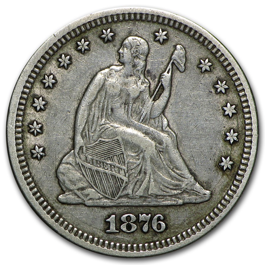 1876 Liberty Seated Quarter XF