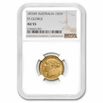 1876-M Australia Gold Sovereign Young Victoria AU-55