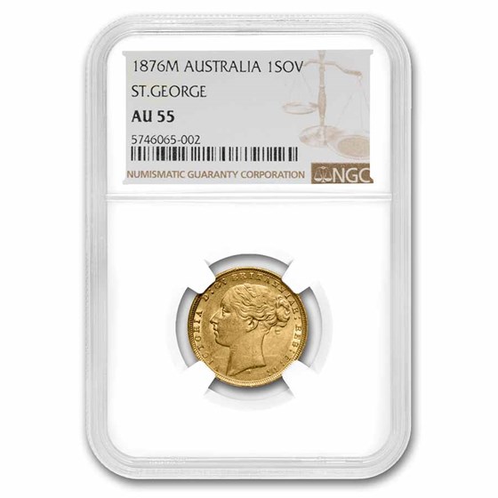 1876-M Australia Gold Sovereign Young Victoria AU-55 1876-M Australia Gold Sovereign Young Victoria AU-55