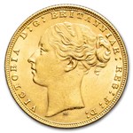 1876-M Australia Gold Sovereign Young Victoria BU