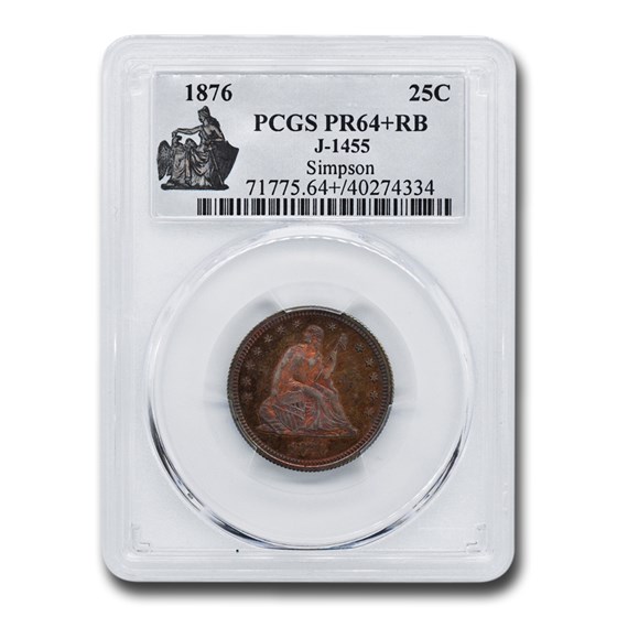 1876 Quarter Pattern PR-64+ PCGS (RB J-1455)