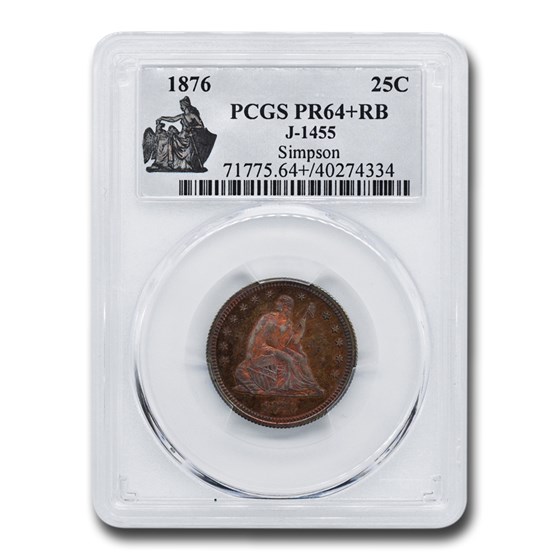 1876 Quarter Pattern PR-64+ PCGS (RB J-1455) 1876 Quarter Pattern PR-64+ PCGS (RB J-1455)