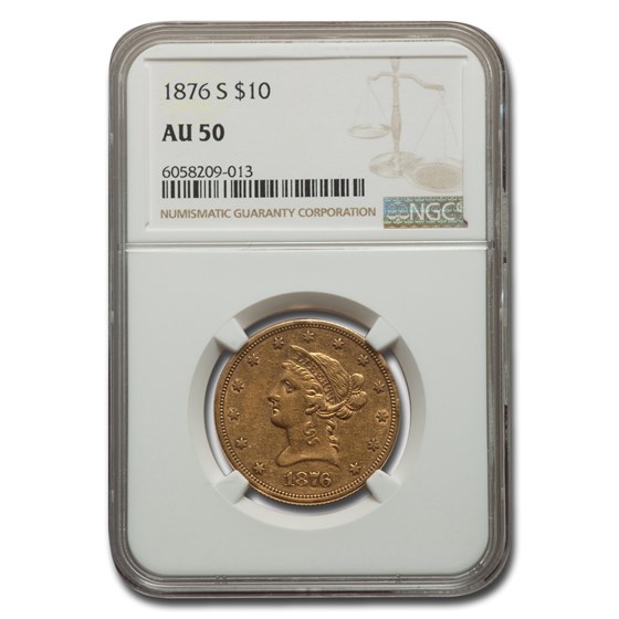 1876-S $10 Liberty Gold Eagle AU-50 NGC 1876-S $10 Liberty Gold Eagle AU-50 NGC