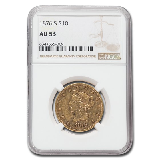 1876-S $10 Liberty Gold Eagle AU-53 NGC 1876-S $10 Liberty Gold Eagle AU-53 NGC