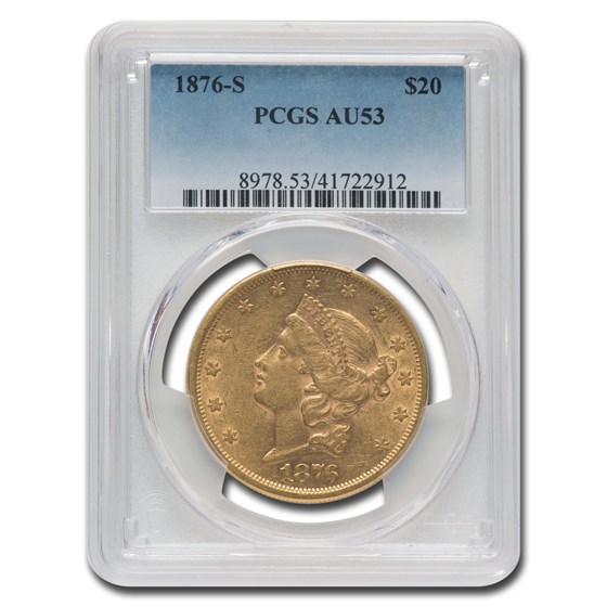 1876-S $20 Liberty Gold Double Eagle AU-53 PCGS 1876-S $20 Liberty Gold Double Eagle AU-53 PCGS