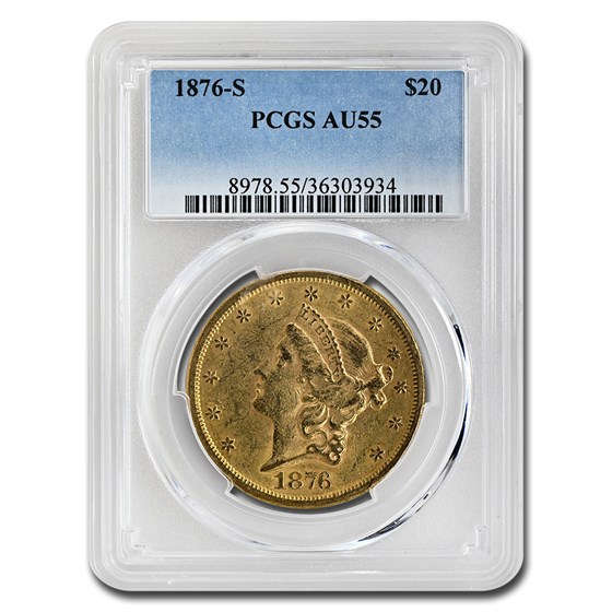 1876-S $20 Liberty Gold Double Eagle AU-55 PCGS 1876-S $20 Liberty Gold Double Eagle AU-55 PCGS