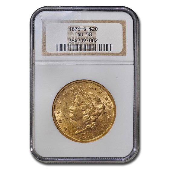 1876-S $20 Liberty Gold Double Eagle AU-58 NGC 1876-S $20 Liberty Gold Double Eagle AU-58 NGC