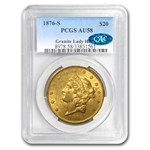 1876-S $20 Liberty Gold Double Eagle AU-58 PCGS CAC (Granite)