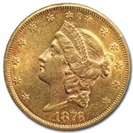 1876-S $20 Liberty Gold Double Eagle AU